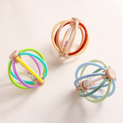 Wooden & Silicone Rattle + Colorful Sand Timer Set