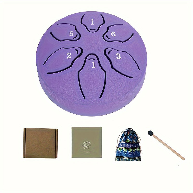 Portable 3 Inch Mini Steel Tongue Drum in Lake Purple Red Golden