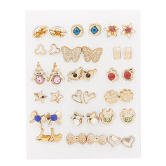 Mix Style Rhinestone Crystal Flower Stud Earings Set For Women Girls Jewelry
