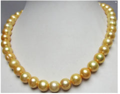 Japanese Akoya 9-10mm Golden Pearl Necklace 14K Yellow Clasp