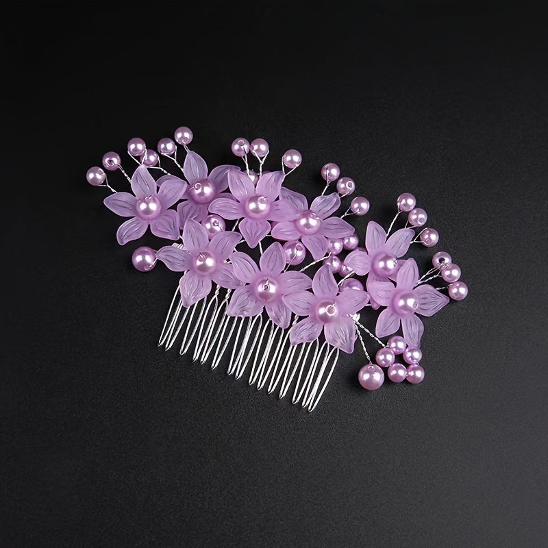 Faux Pearl Flower Hair Comb Chignon Wedding Bridal Hair Access