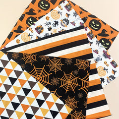 5pcs Halloween Polyester Fat Quarters Sewing Craft Fabric - DIY Halloween Decor