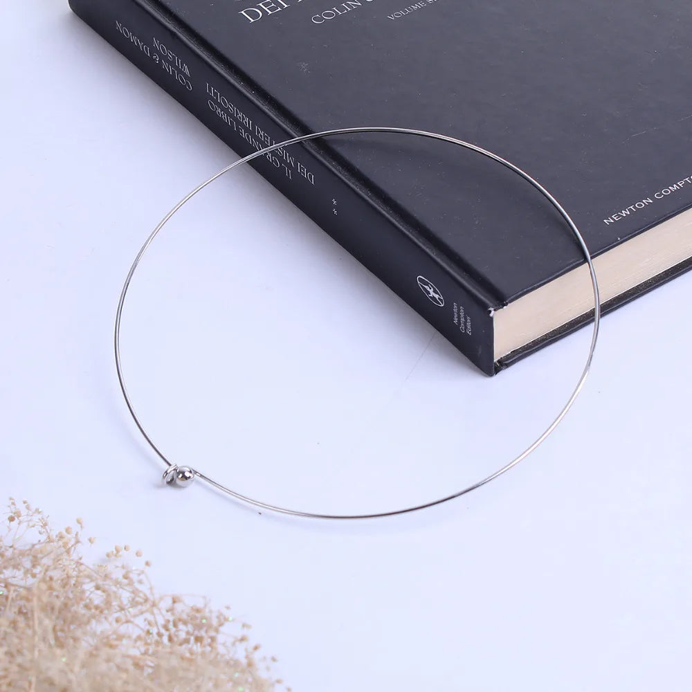 304 Stainless Steel Collar Choker Necklace Removable Ball End Cap DIY Jewelry