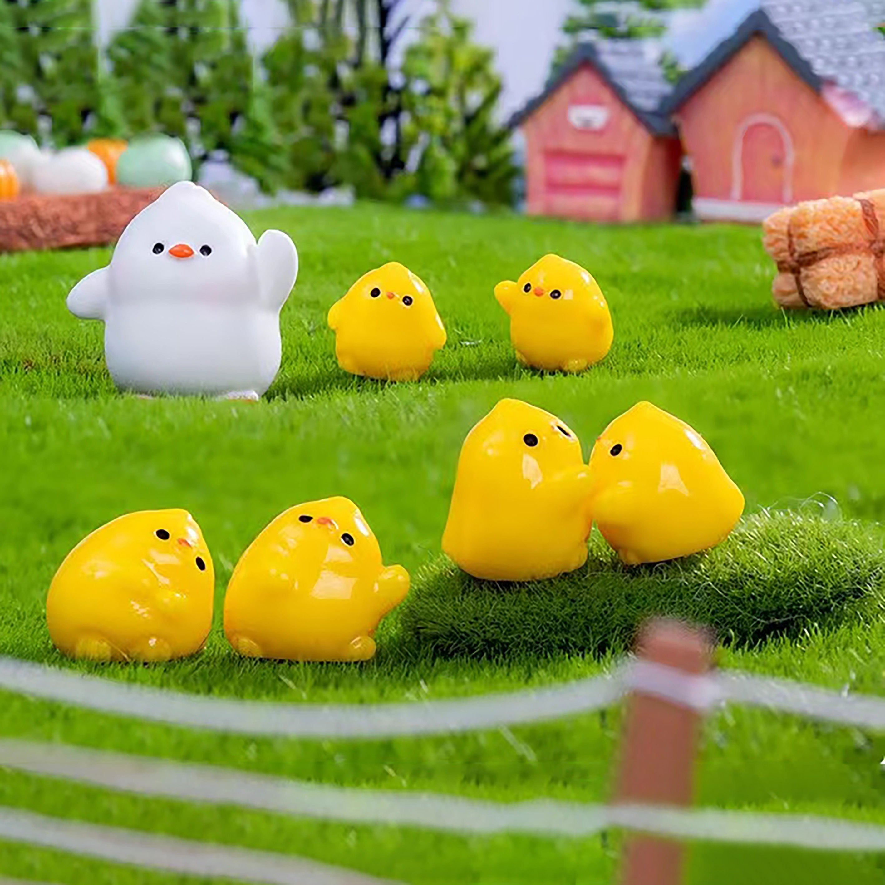 10pcs Yellow Duck Family Resin Figurines for Outdoor Play & Home Decor