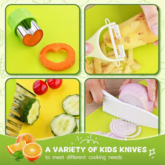 13pcs Kids' Cooking Set with Safe Knives Cutting Board & More