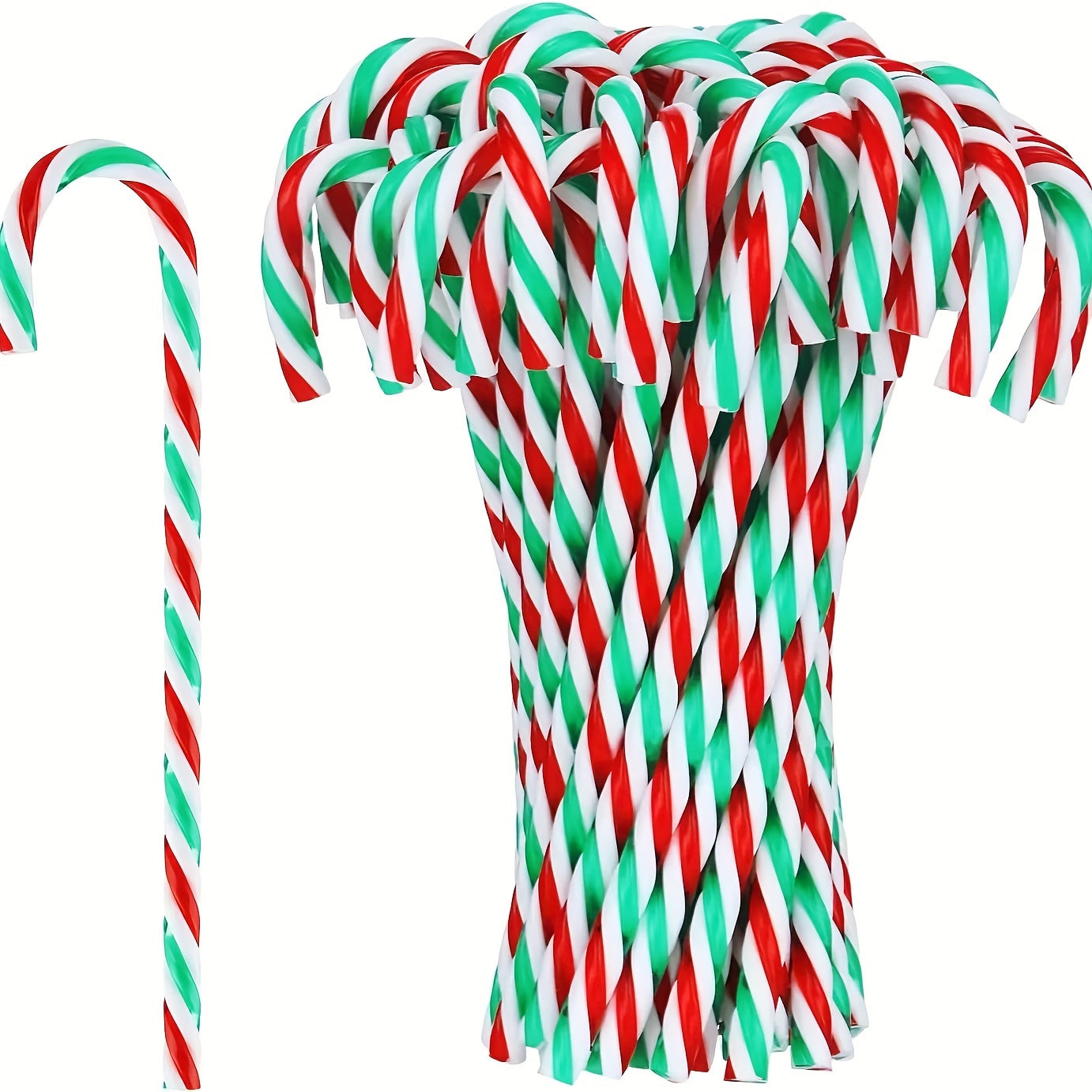 Set of 10 Acrylic Candy Cane Ornaments Christmas Tree Hanging Decorations