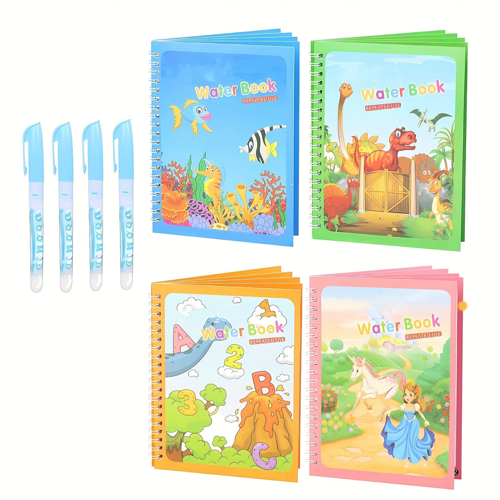 4pcs Reusable Water Coloring Books Paint with Water Educational Tool