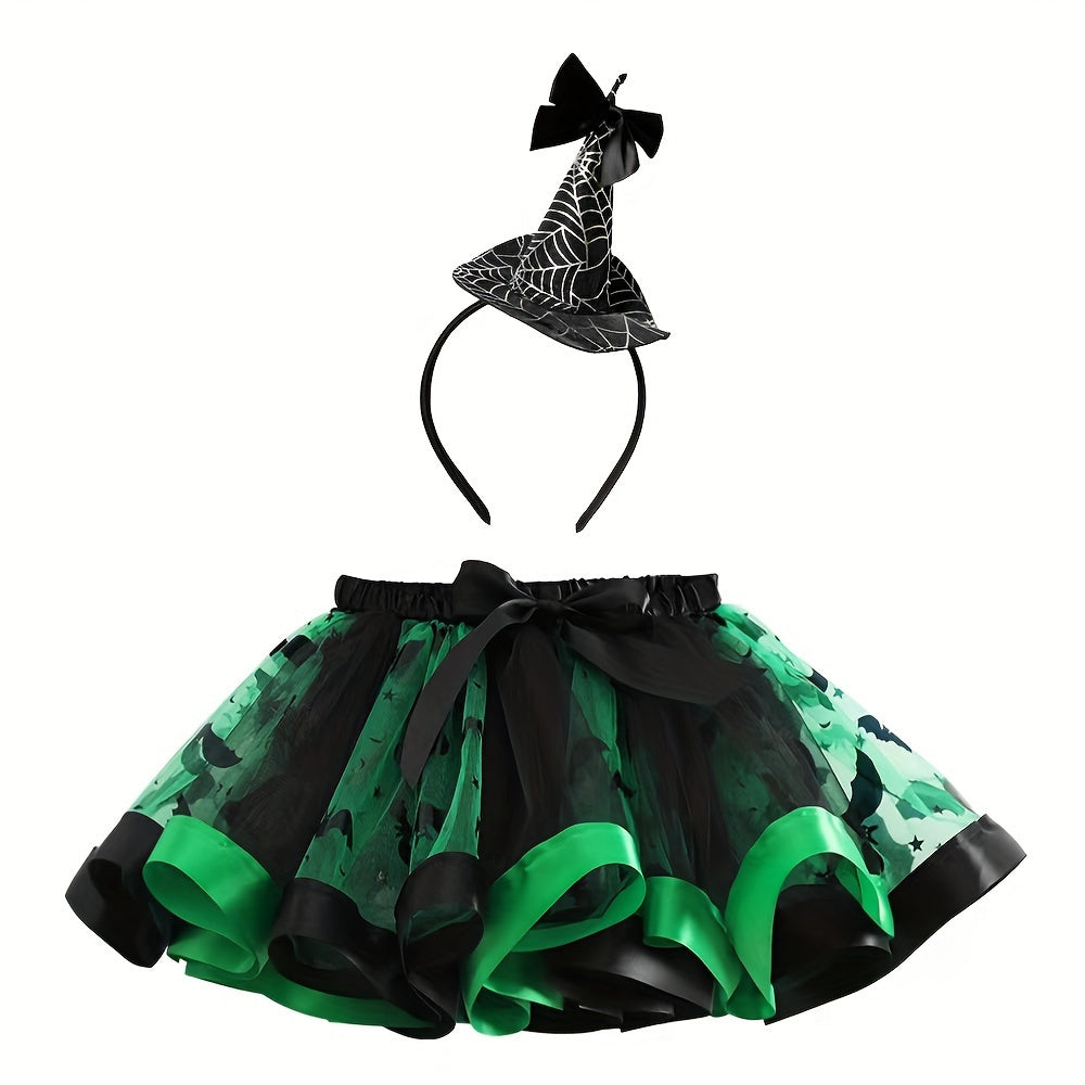 Witch Tutu Skirt with Headband Halloween Costume Set