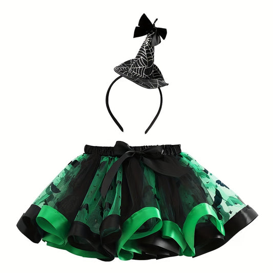 Witch Tutu Skirt with Headband Halloween Costume Set