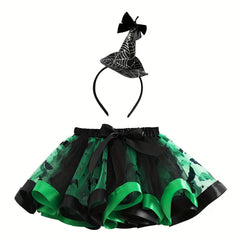 Witch Tutu Skirt with Headband Halloween Costume Set