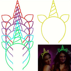 6 Pack Unicorn Headbands Neon Glowing Party Favors for Teens