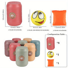 Knock Down Can Game Set Outdoor Activity for Kids Ages 3-6 Durable Plastic