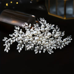Bridal Hair Comb with Rhinestones & Pearls - Wedding Accessory
