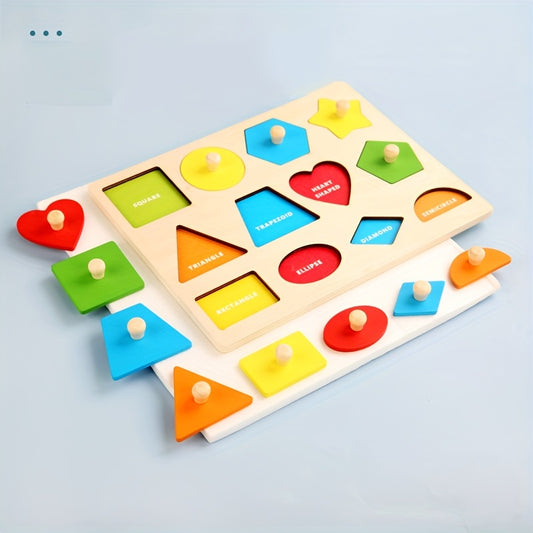 Early Education Geometric Shape Puzzle Board Triangle Square Hand Grip