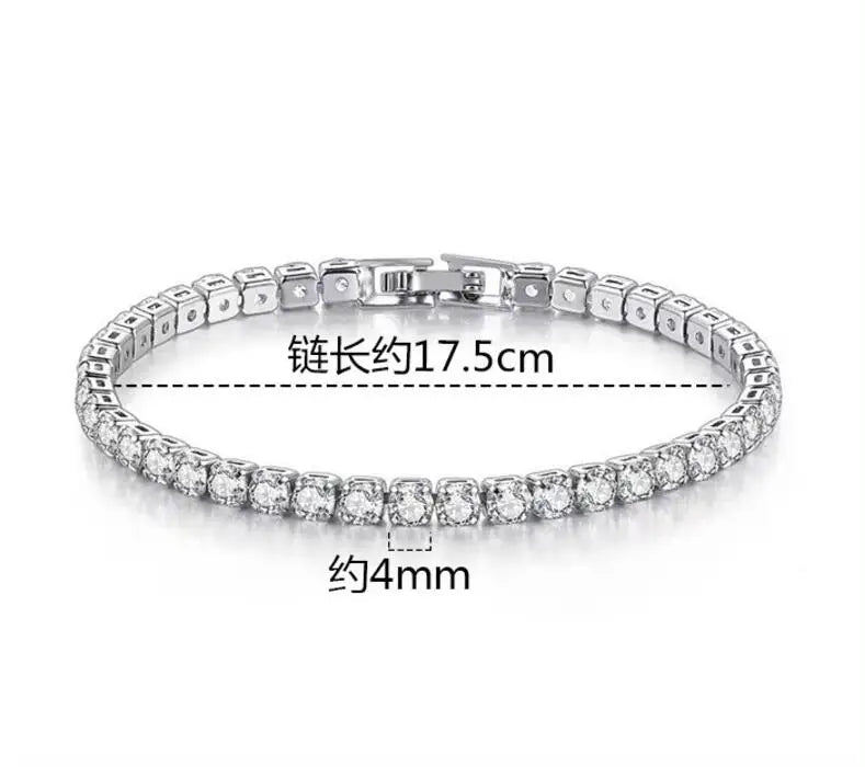 2-6.5mm Moissanite Tennis Bracelet Platinum Plated 925 Sterling Silver