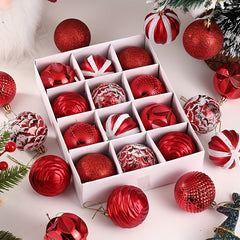 Assorted Christmas Ornaments 12 Pack Clear Plastic Balls for Tree Decor