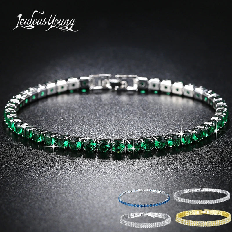 Green Crystal Friendship Bracelet with Zircon Charm