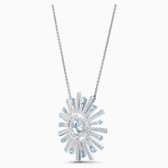 Sun Pendant Flower Shape Crystal Chain Women Necklace