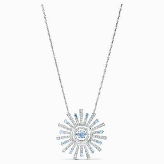 Sun Pendant Flower Shape Crystal Chain Women Necklace