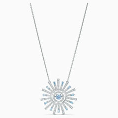 Sun Pendant Flower Shape Crystal Chain Women Necklace