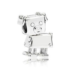 Silver Rose Robot Beads for Charm Bracelet DIY Jewelry