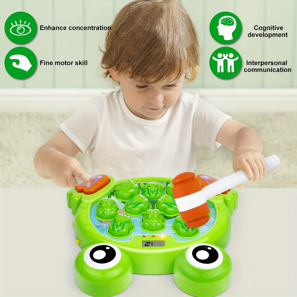 Whack a Frog Game with 2 Hammers Perfect Birthday Gift Green PP Material