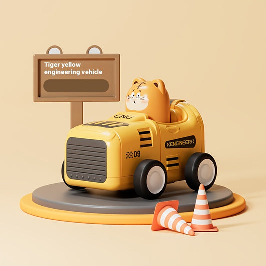 Kids' Cartoon Animal Cars Inertia Toy Vehicles Red Yellow