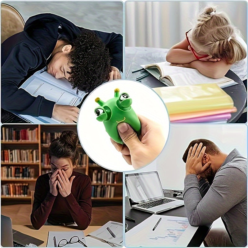 Funny Grass Worm Squeeze Toy with Green Eyes - Gadget