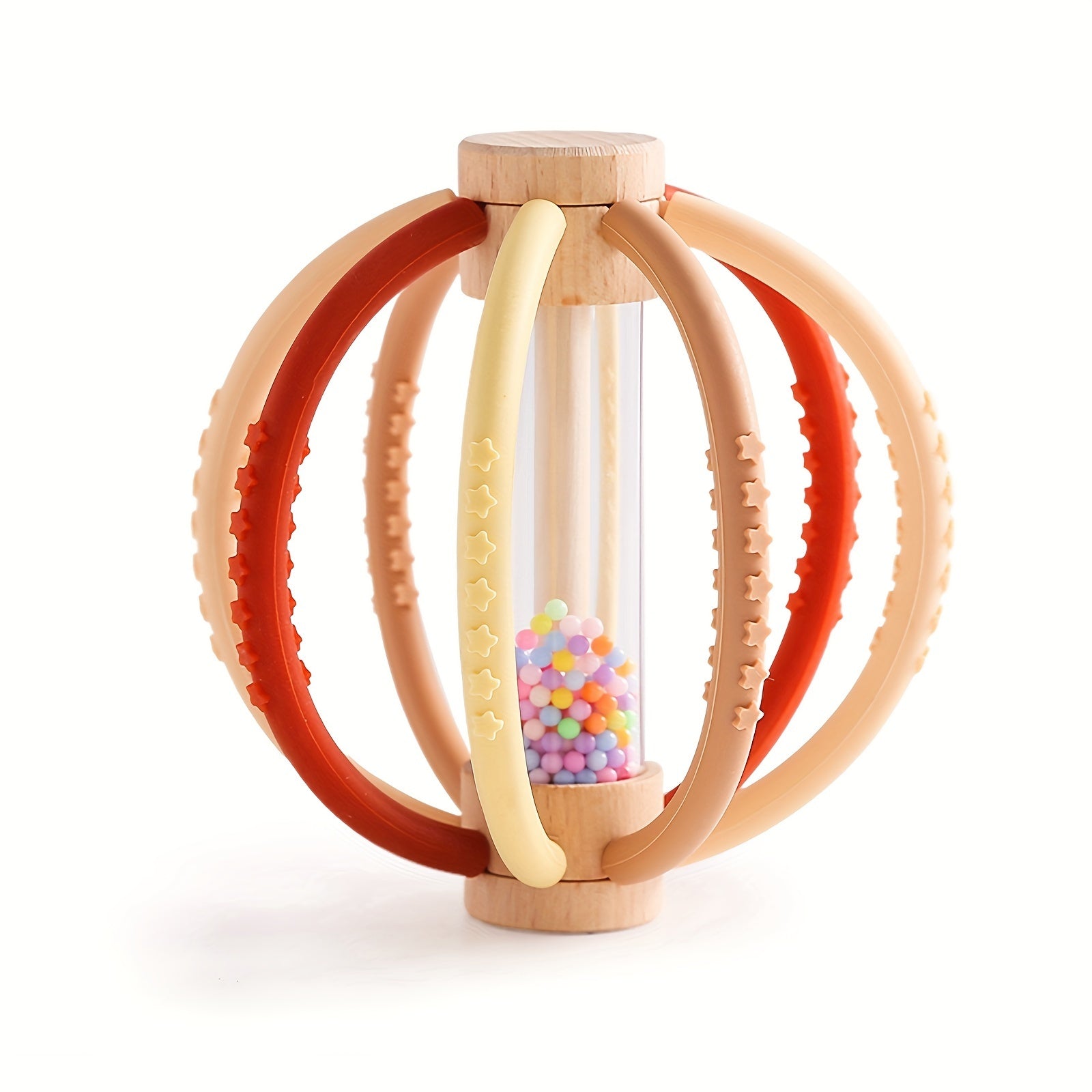 Wooden & Silicone Rattle + Colorful Sand Timer Set