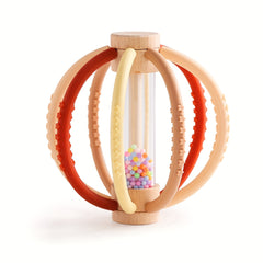 Wooden & Silicone Rattle + Colorful Sand Timer Set