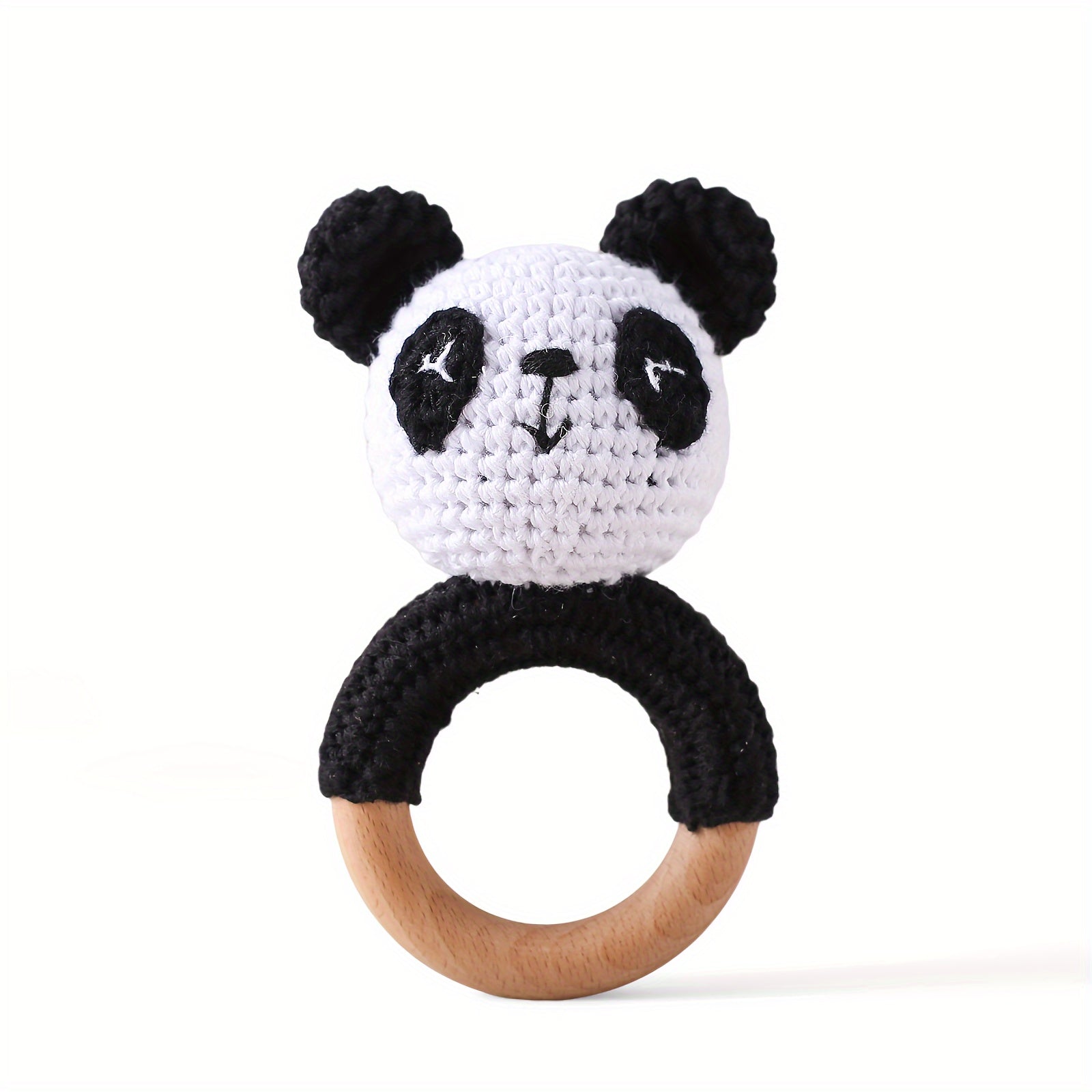 Wooden Crochet Rattle Teething Toy Handheld Bell Gift