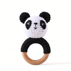 Wooden Crochet Rattle Teething Toy Handheld Bell Gift
