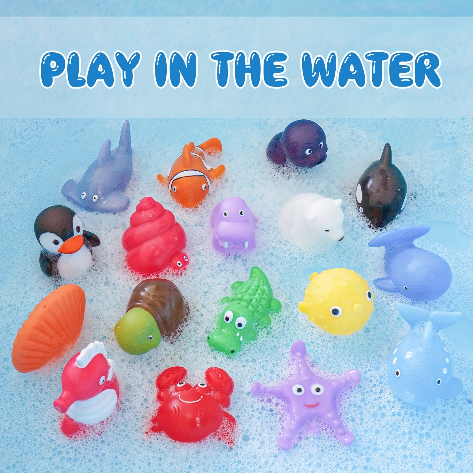 18pcs Ocean Animal Bath Toys for Kids 1-3 Years Old