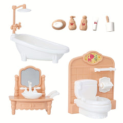 12-Piece Dollhouse Furniture Set for Bedroom Living Room Kitchen Bathroom
