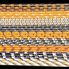 Halloween Paper Straws 50 Pack Biodegradable Skull Patterns Cocktail Accessories
