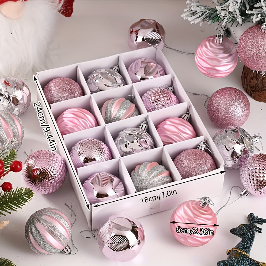 Assorted Christmas Ornaments 12 Pack Clear Plastic Balls for Tree Decor