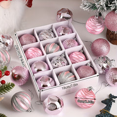 Assorted Christmas Ornaments 12 Pack Clear Plastic Balls for Tree Decor