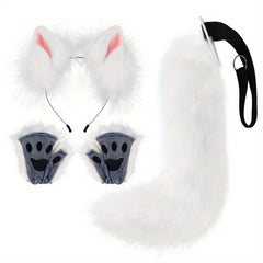 Furry Beast Claw Gloves Fox Ear Tail Costume Halloween Party Props