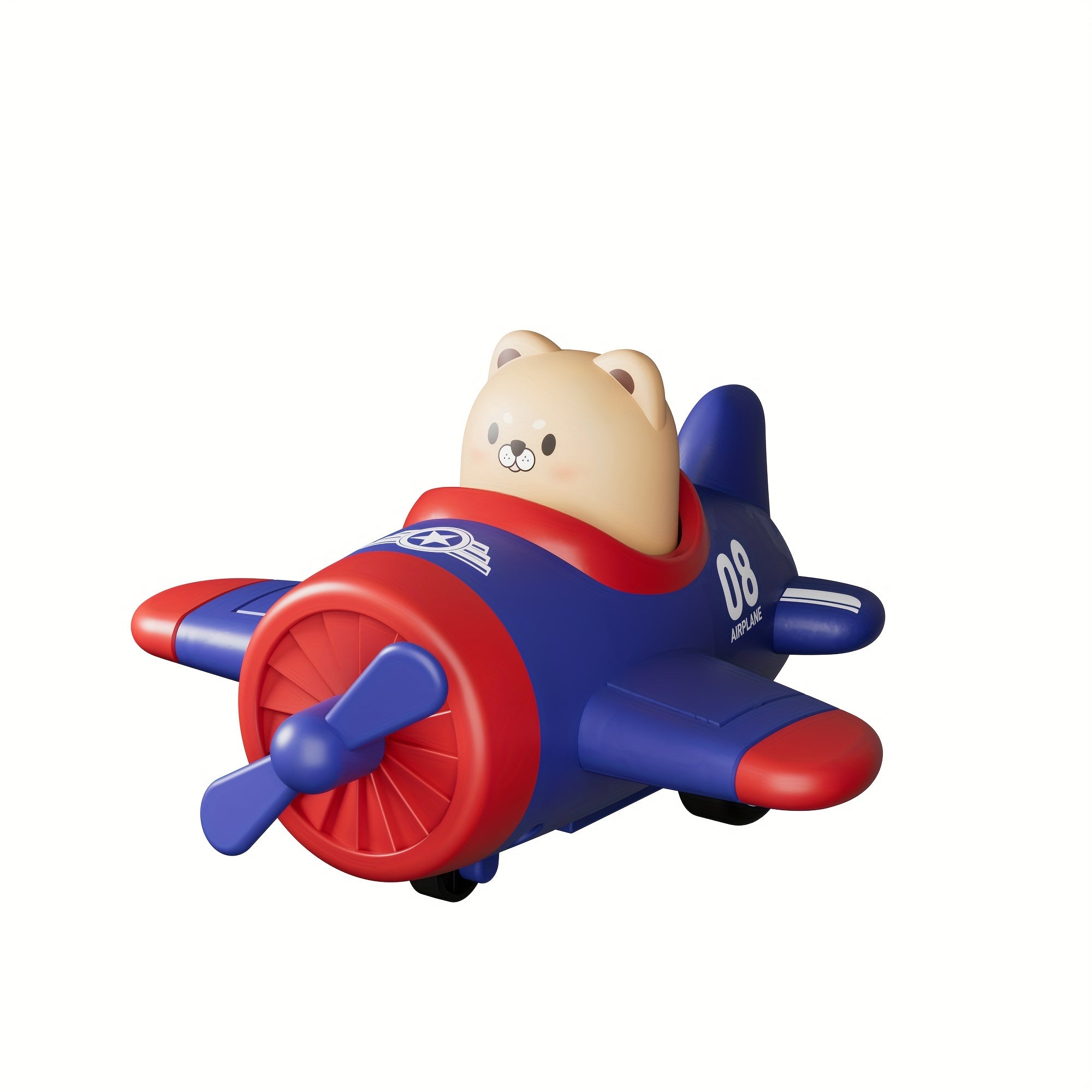 Animal Airplane Cars Press & Go Toy Set for Kids - Red Yellow