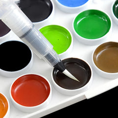 3pcs Water Brush Pen Set for Painting Calligraphy Art Green Orange Transparent