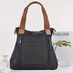 Vintage Canvas Shoulder Bag Crossbody Tote for Work School Shopping Gray