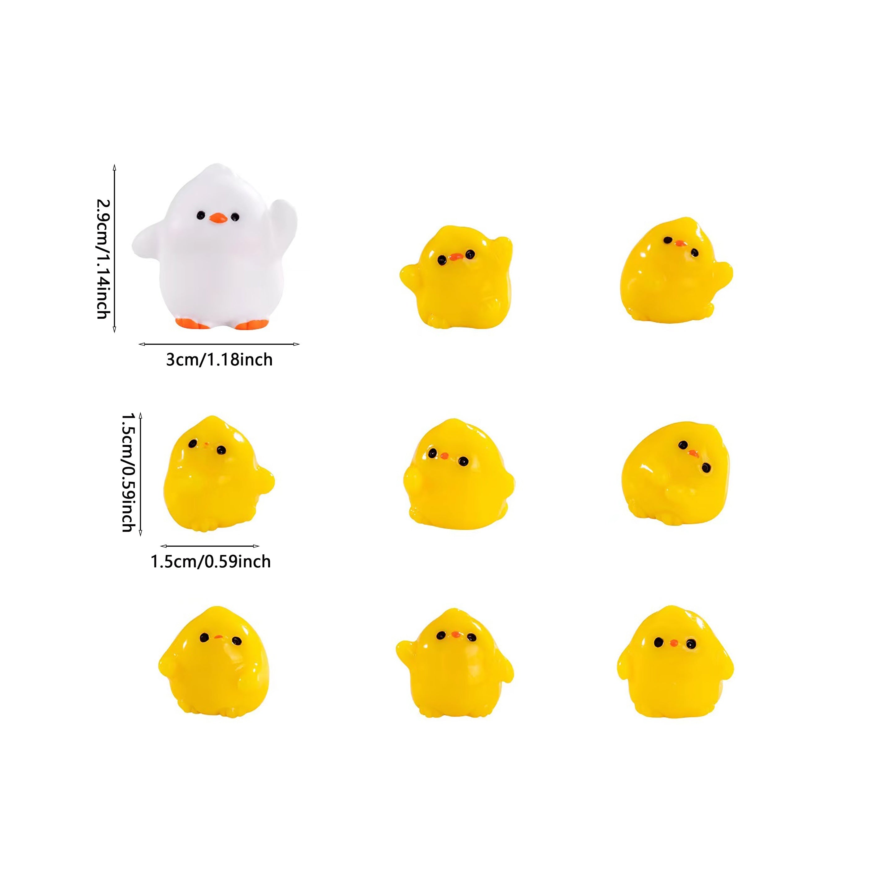 10pcs Yellow Duck Family Resin Figurines for Outdoor Play & Home Decor
