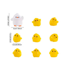 10pcs Yellow Duck Family Resin Figurines for Outdoor Play & Home Decor