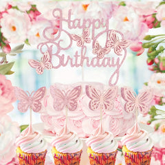 3D Butterfly Cake Topper Set for DIY Birthday & Wedding Cupcakes