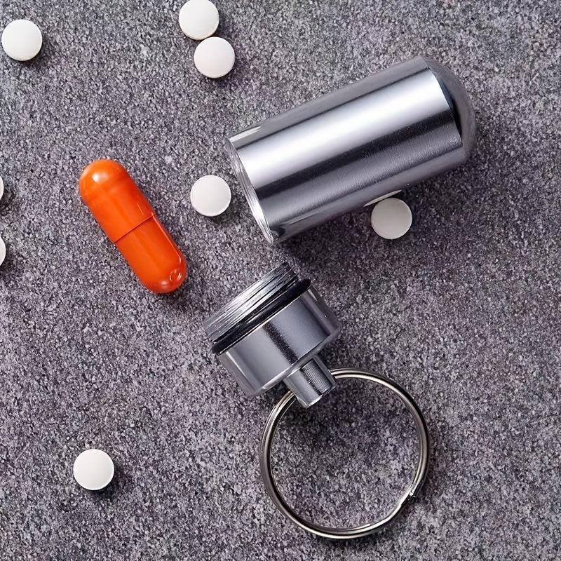 Portable Aluminum Keychain Pill Box Waterproof Travel Meds Storage
