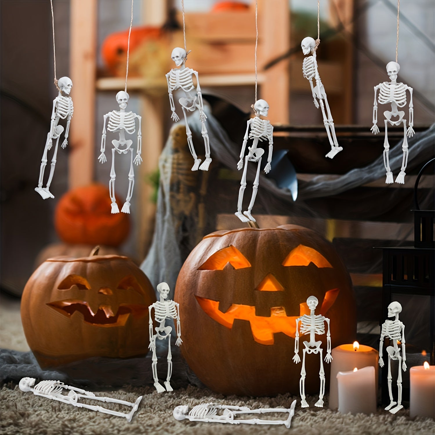 12 Pack Mini Skeleton Figurines for Halloween Party Favors