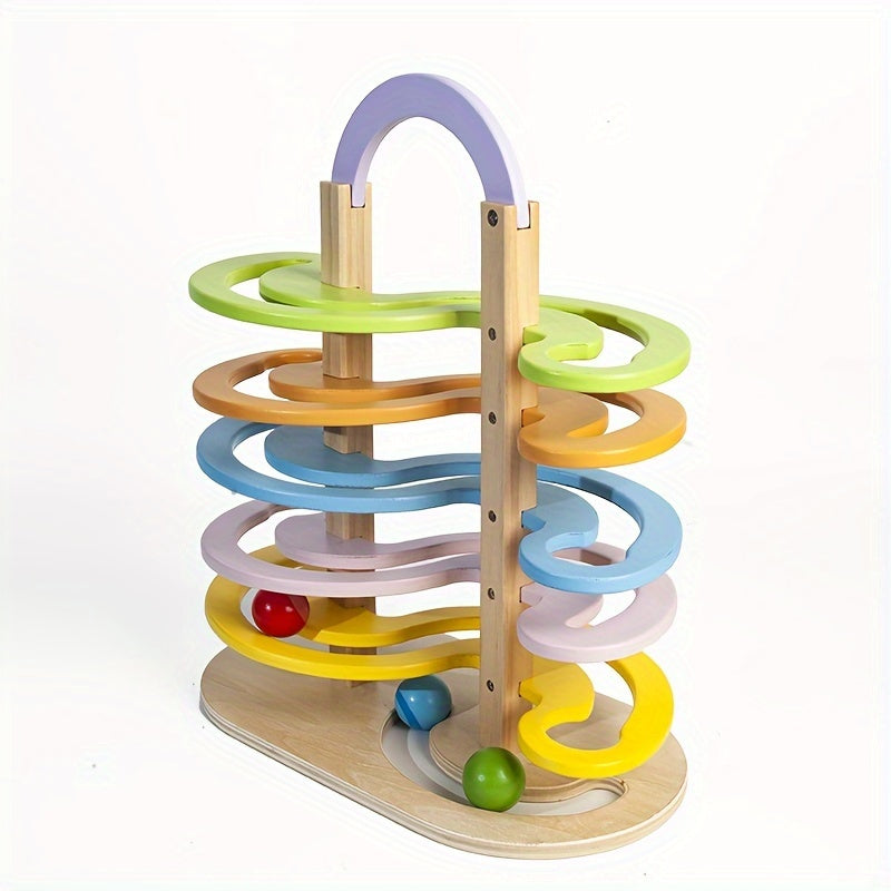 Wooden Marble Run Track Set for Kids