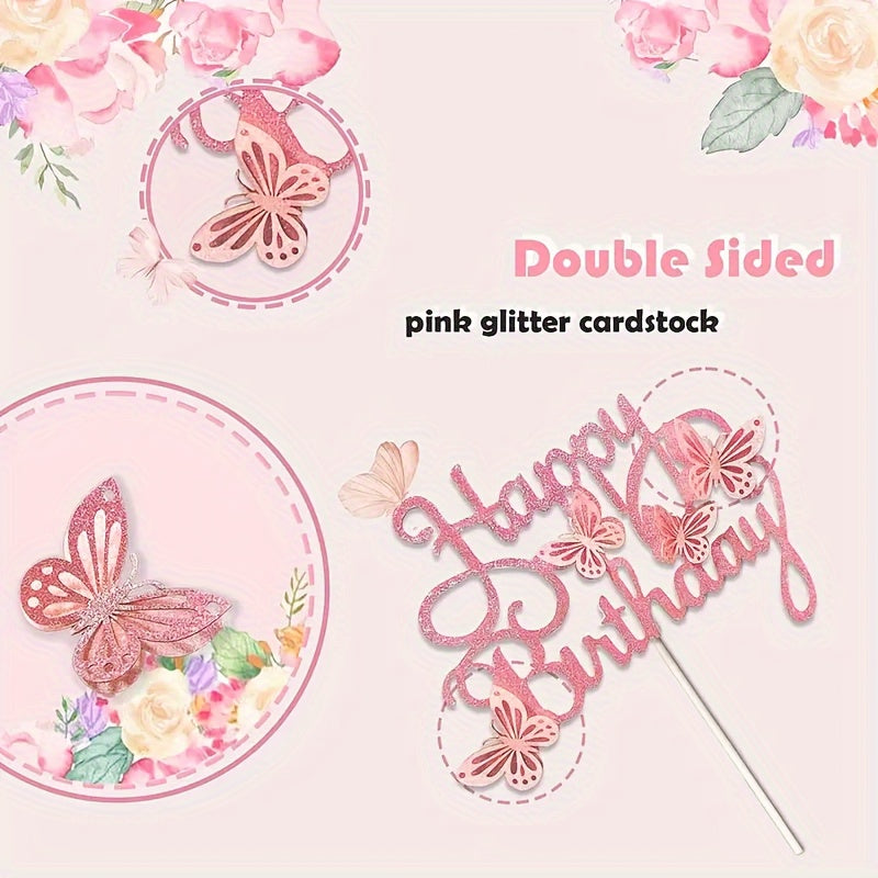 3D Butterfly Cake Topper Set for DIY Birthday & Wedding Cupcakes