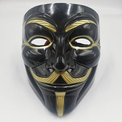 Men's Full Face Mask with Golden Mustache PVC Material
