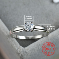 925 Silver Engagement Ring with Zirconia Stone